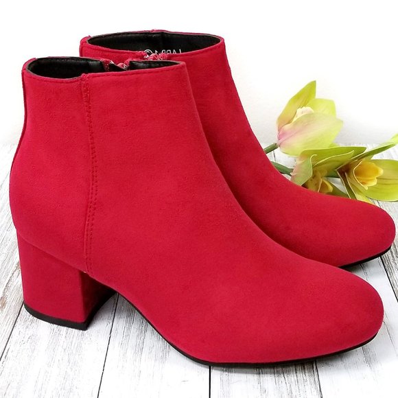 red short booties